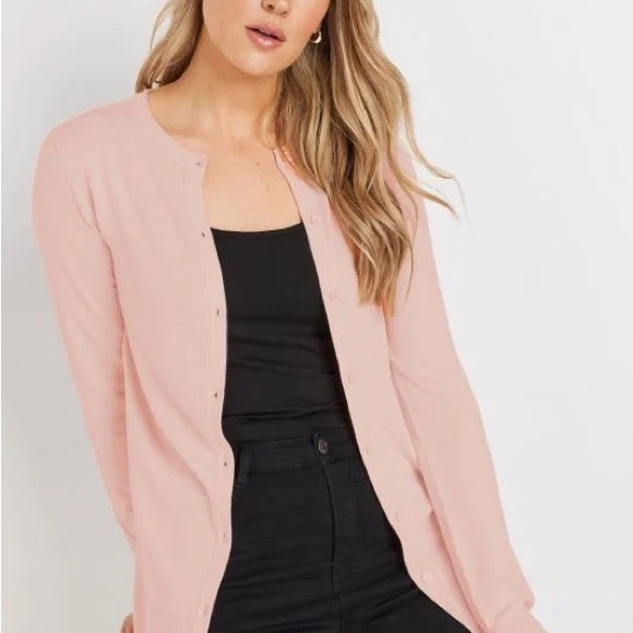 NEW Long Tall Sally Tall Blush Pink Button Down Knit Cardigan 14/16 - Picture 2 of 5